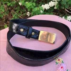 Black Alligator Barney’s Belt w/ 14k Gold Buckle